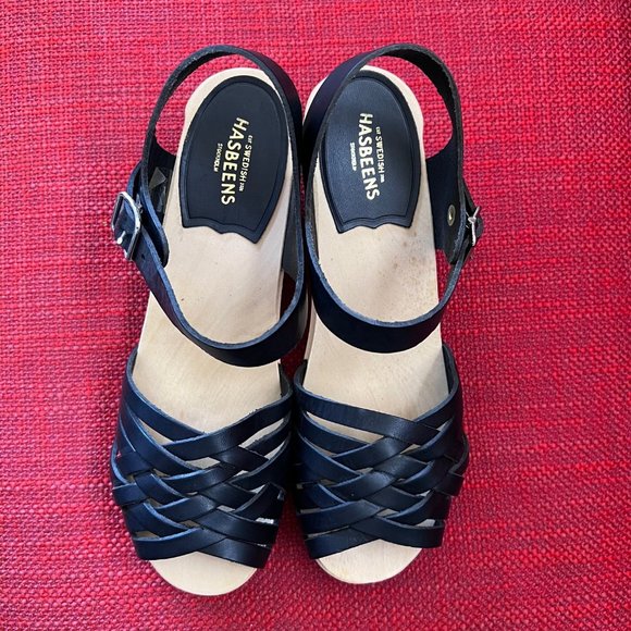Swedish Hasbeens Black Sandals - NEVER WORN!!! - Picture 3 of 6